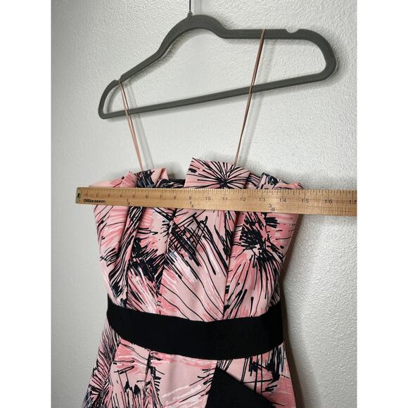 NWT Carolina Herrera Pink Black Splash Parasol Print Faille Strapless Dress S - Picture 13 of 16